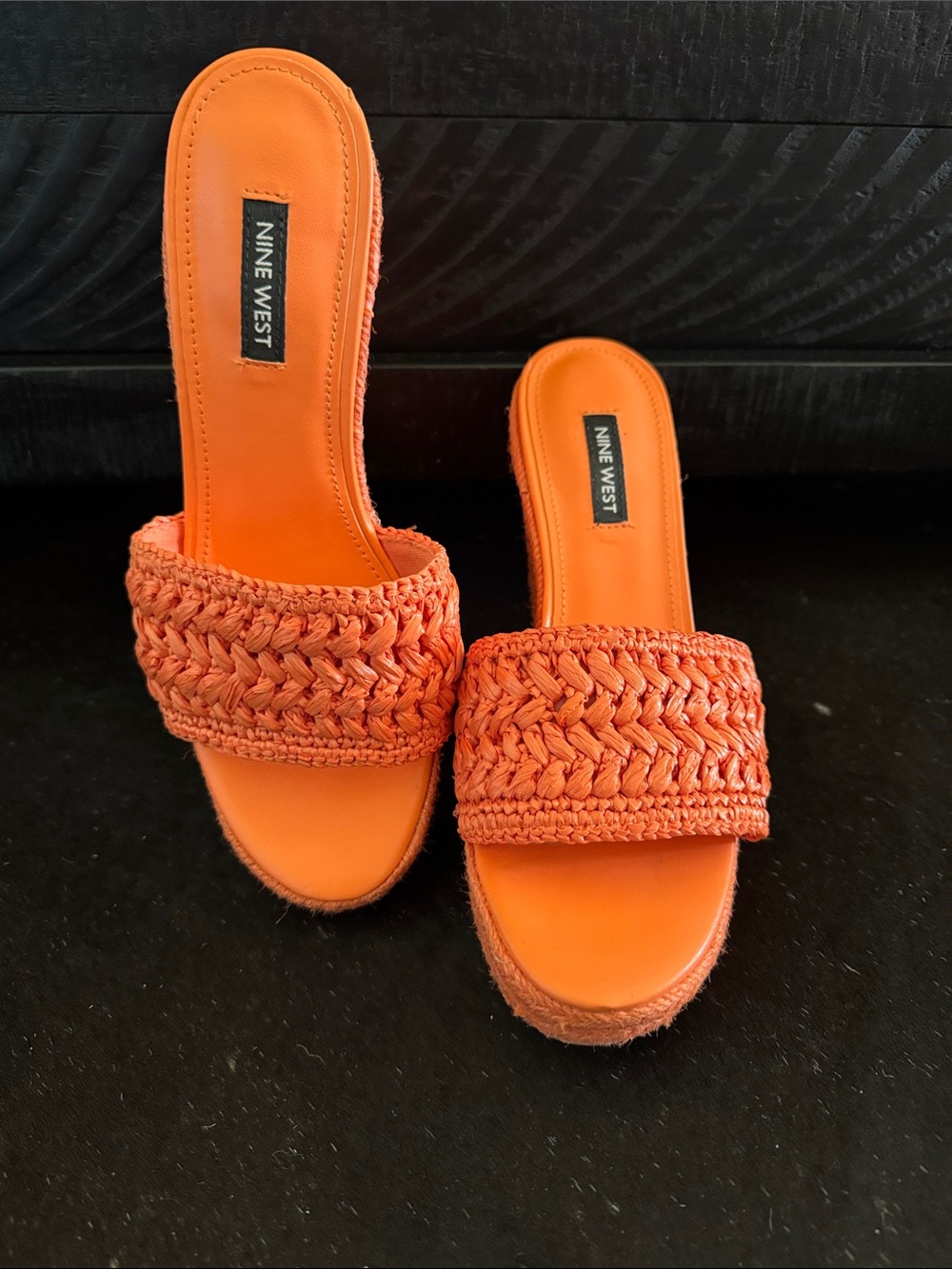Nine West Orange Braided Slide Mules